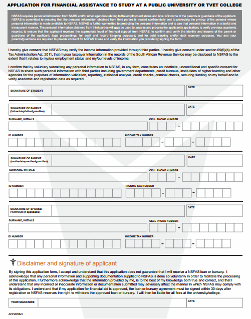 Nsfas 2018 Consent Form And Application Guiding More Information - 